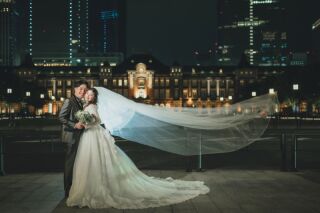 和装は日本庭園×洋装は東京駅