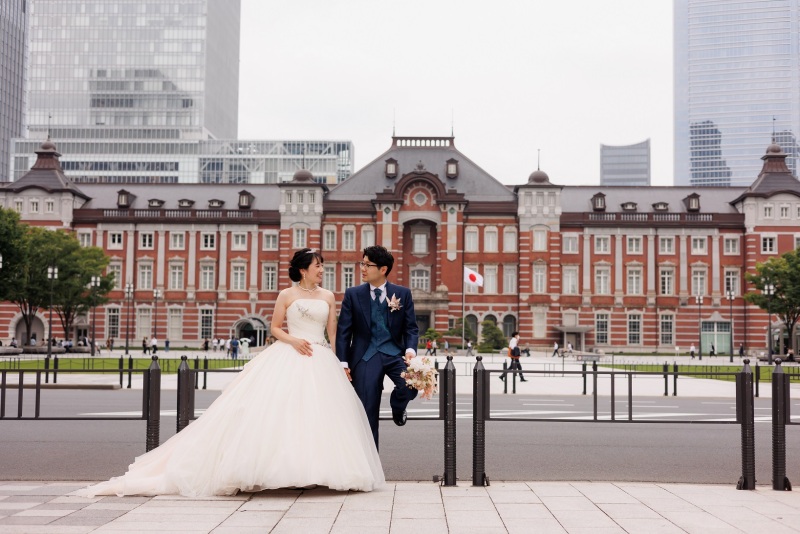 和装撮影後はお色直しして東京駅へ
