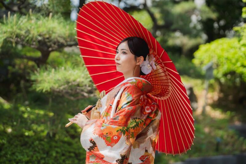 新緑の季節に日本庭園で撮影