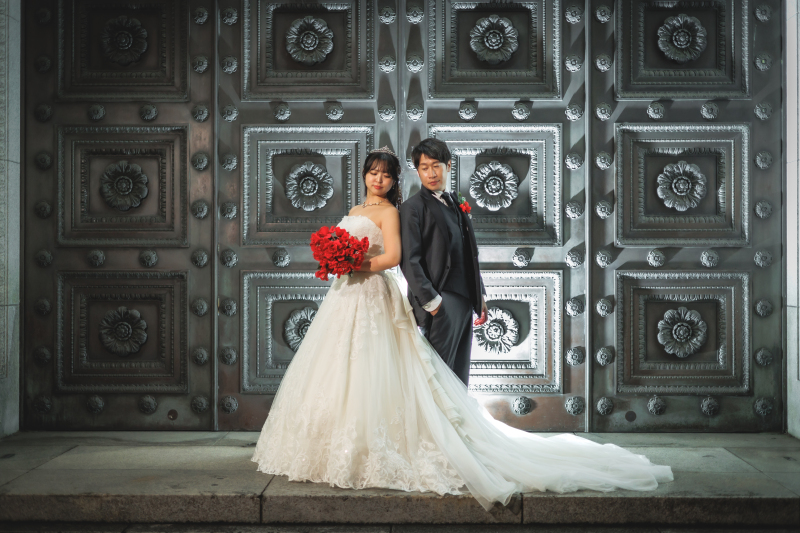 和装での撮影後はお色直しをして東京駅へ