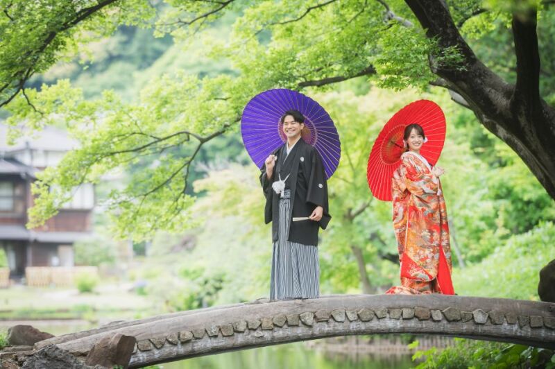 和装は肥後細川庭園で