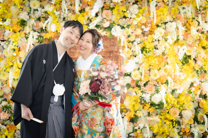 フラワーウォールでの撮影