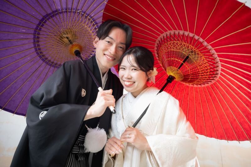 和傘でカラフルに