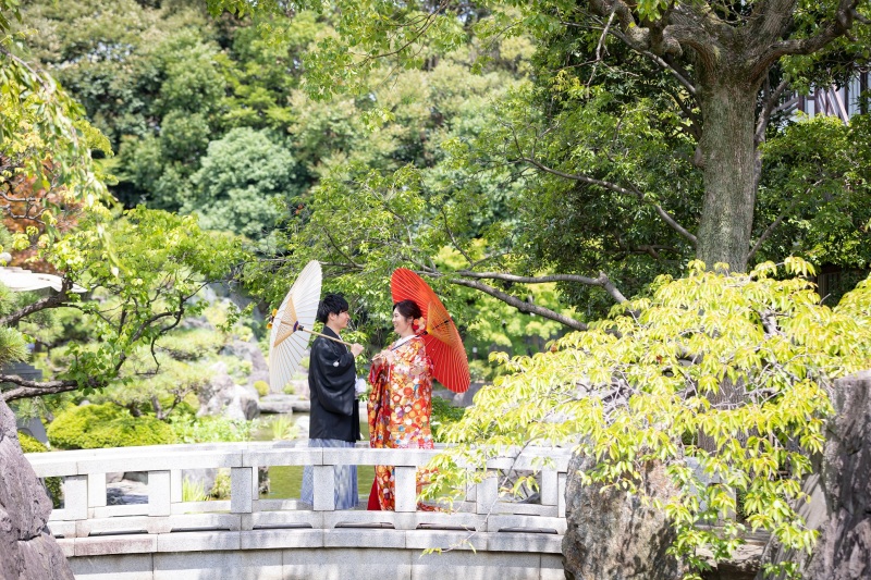 まずは、庭園での撮影