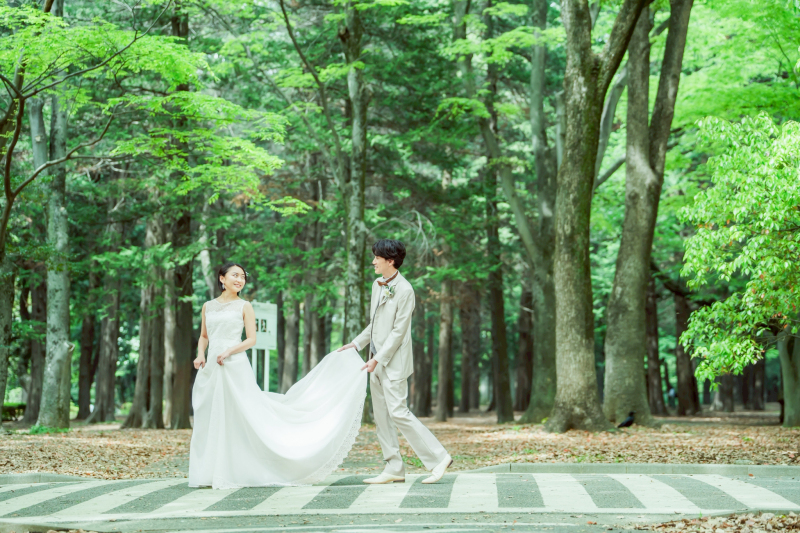 【代々木公園&スタジオ】洋装1着プラン 撮影データ150カット最短3営業日後お渡し