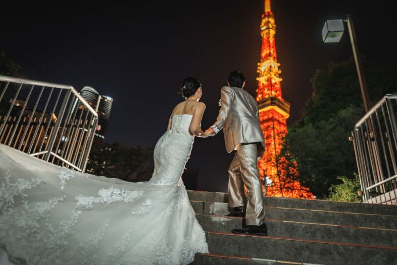 【12/23~1/31撮影 選べる特典♪】和装(日本庭園)&洋装(東京タワー周辺)で撮影 ウェルカムボードor土日料金無♪