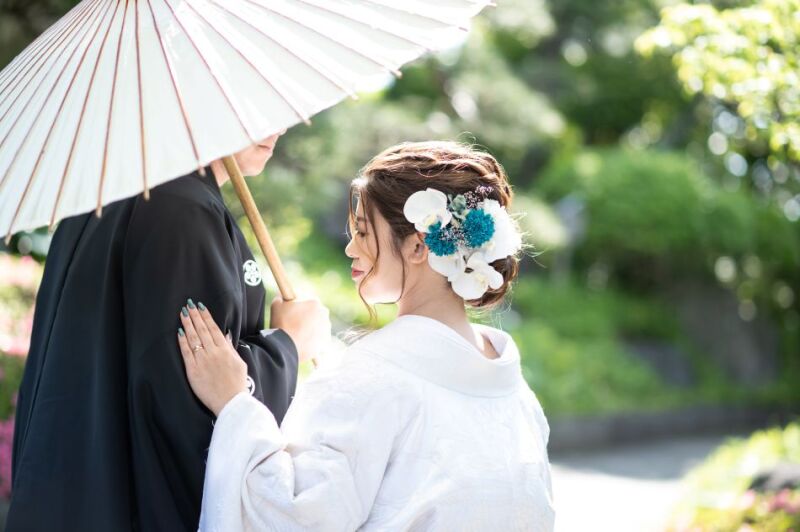 紫陽花キャンペーン6/9～6/30迄　ウェルカムボードプレゼント♪　日本庭園でお好きな和装1着で撮影　撮影データ130カット