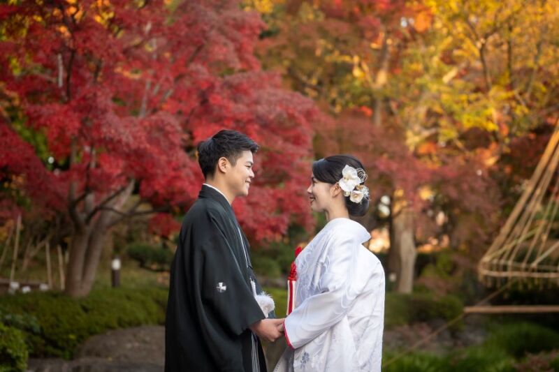 【12/1~12/20撮影 早割 選べる特典♪】和装1着 紅葉時期の都内日本庭園で撮影 撮影データ130カット 土日料金無♪