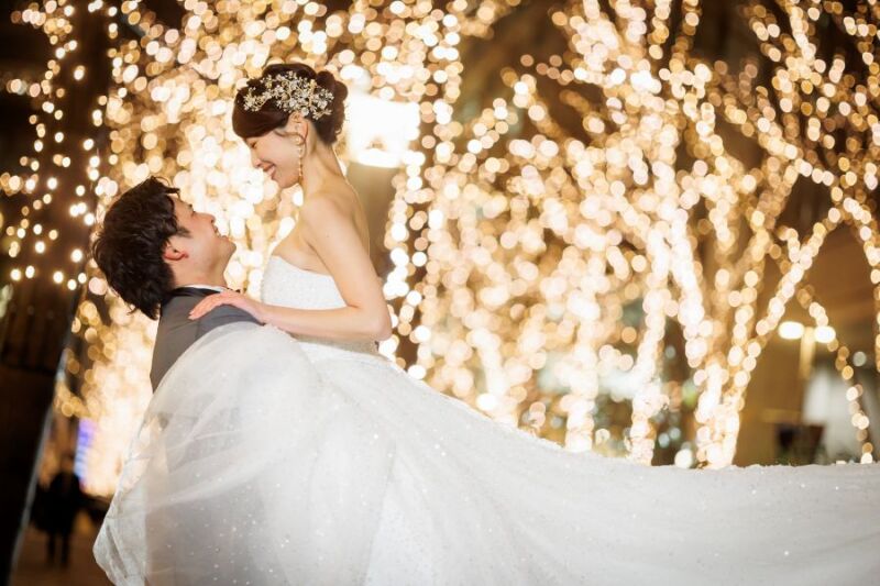 【1月撮影 選べる特典♪】和装(日本庭園)&洋装(東京駅)丸の内イルミネーション付 ウェルカムボードor土日料金無♪