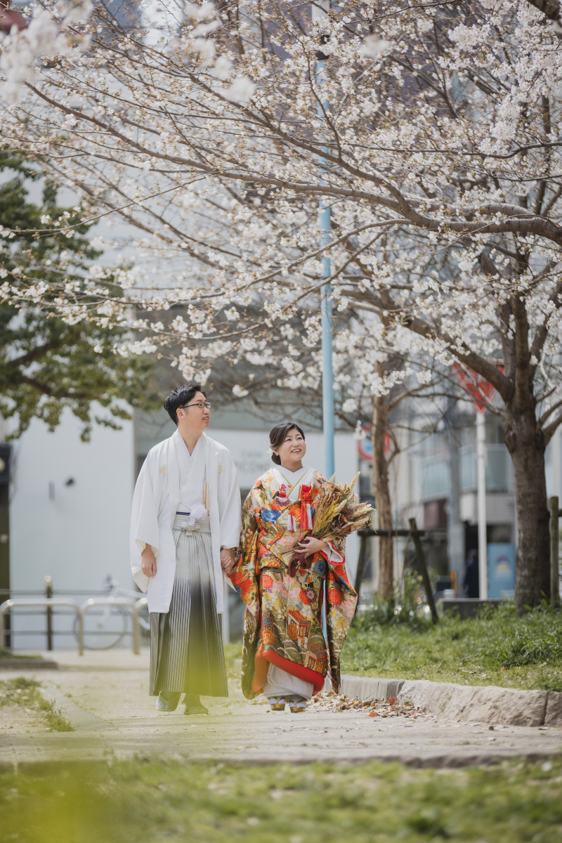 桜満開の中で撮影スタート！