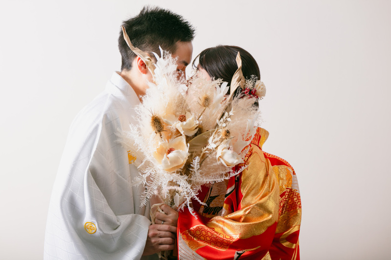 ブーケでお顔隠し