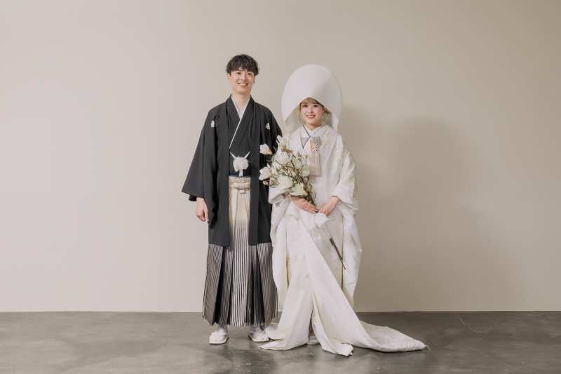 綿帽子を被って