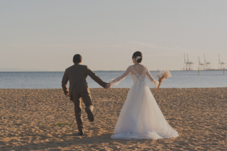 定番の夕日と海と♡スタジオ＆ロケ２着撮影