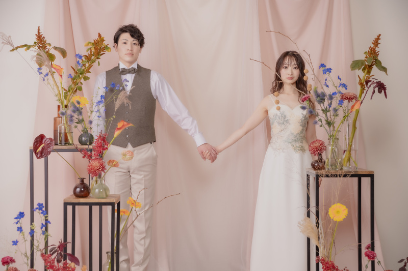 フラワー装飾でスタジオフォト