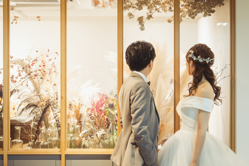 フラワーショップ前で