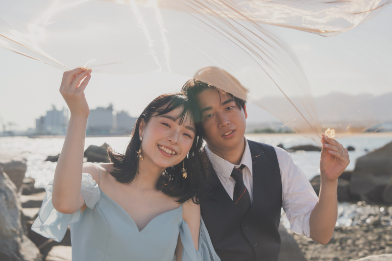 海ロケーションでお気に入りのドレスと撮影！