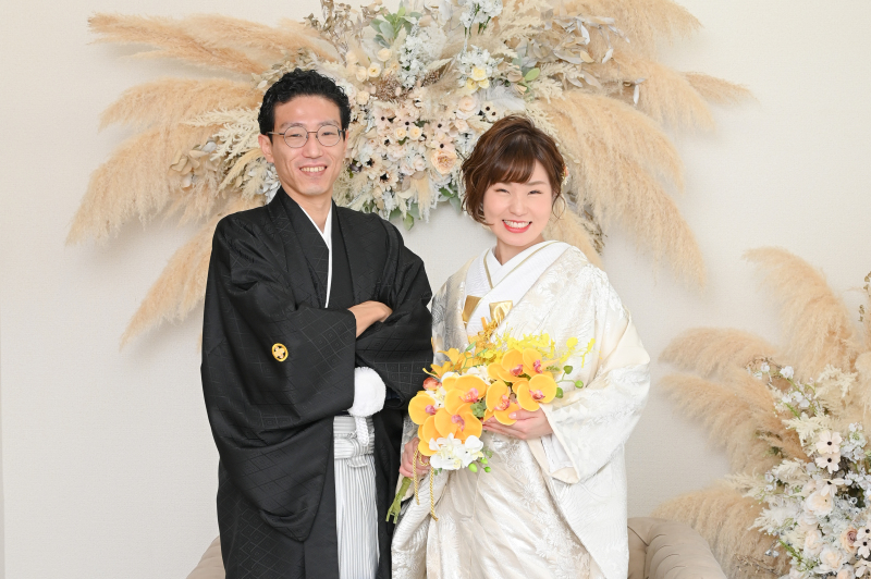 ブーケを持って