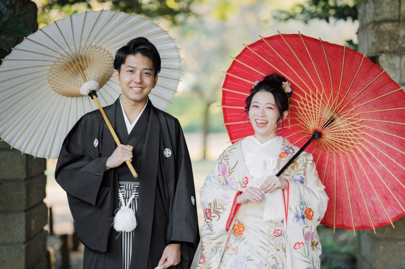 和傘で可愛く和装らしい1枚