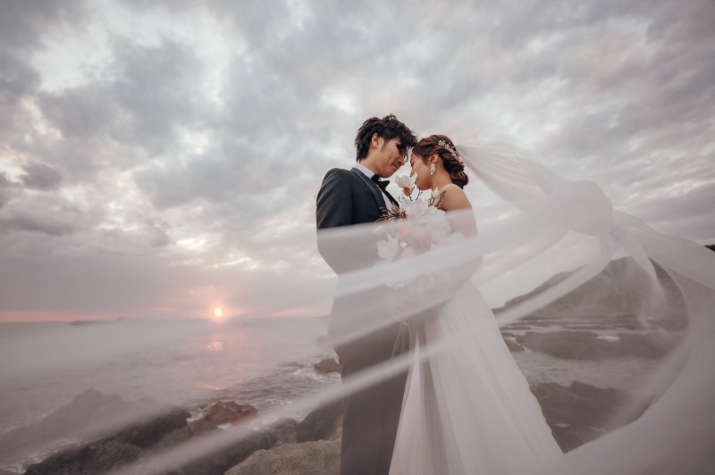 夕陽とベールでかっこいい雰囲気のお写真も