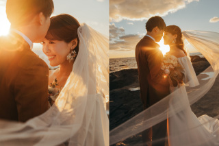 夕日の光を取り入れて、フワッとした幻想的なお写真を撮ることが得意技です！撮影中に、カメラマンの私もうっとりしてしまい、無我夢中でシャッターを切ってます！