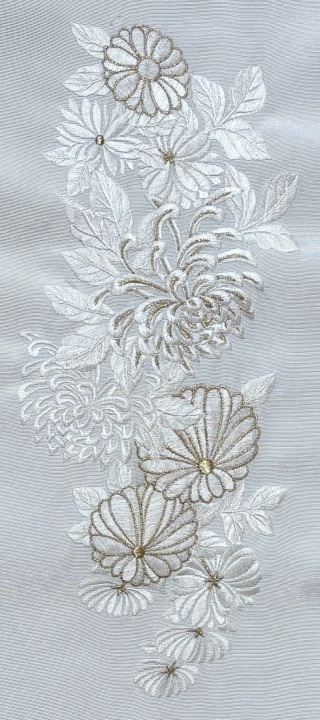 刺繡衿「白地　菊」