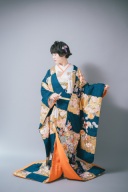 色打掛「紺市松」市松模様がユニークな打掛