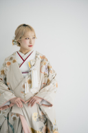 色打掛「梅花花車文」モカ色に裏地のくすみピンクが可愛い