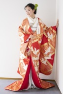 色打掛「若松菱に鶴」無病息災を願う吉祥文様