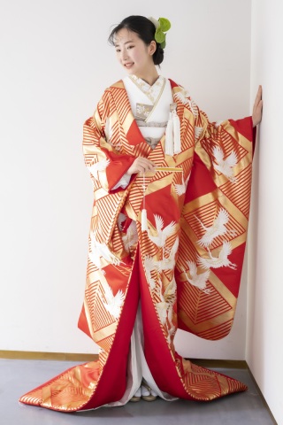 色打掛「若松菱に鶴」無病息災を願う吉祥文様