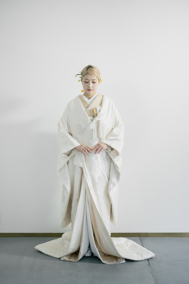 白無垢アレンジコーデ「寿鶴曲水の宴」✖ 掛下「花尽菱」