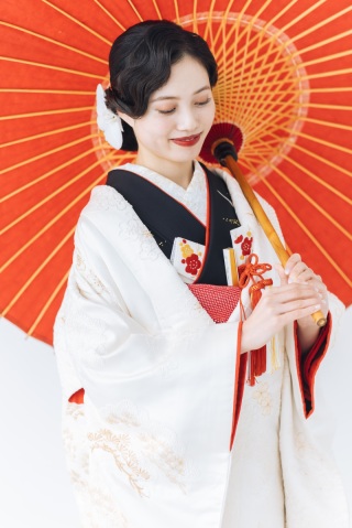 白無垢アレンジコーデ「松羅御所車」✖ 引き振袖「立ち鶴」