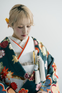 アレンジコーデ「繚雅薬玉文」✖ オレンジ差し衿