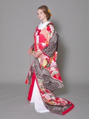 色打掛「王朝優雅文」手描き友禅と本疋田絞りが美しい一着