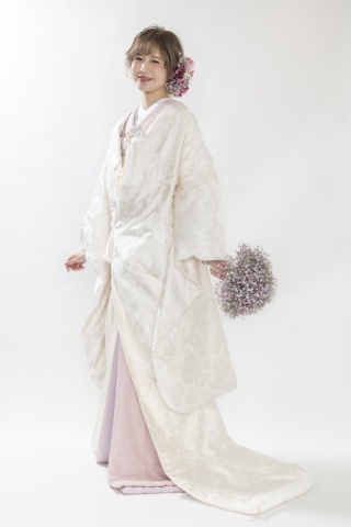 白無垢アレンジコーデ「魁の慶び」✖ 掛下「ピンク絞り」