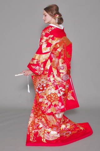 色打掛「熨斗満豊花車文」熨斗柄が美しい色打掛