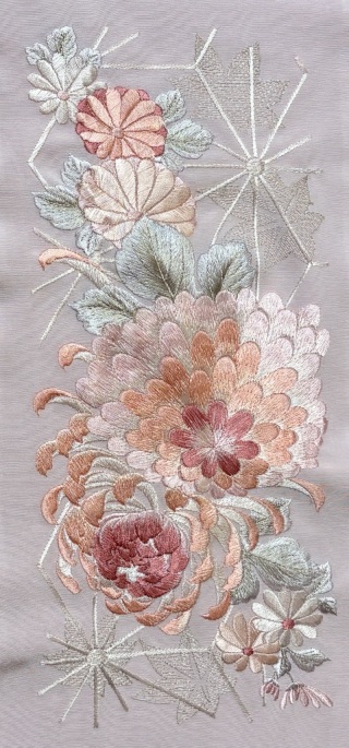 刺繡衿「ピンク地　麻の葉」