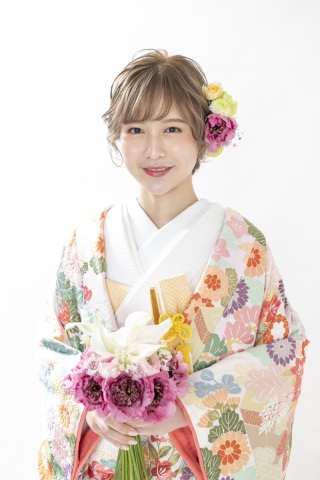 色打掛「松に貝箱 市松」パステルカラーで統一された可愛い一着