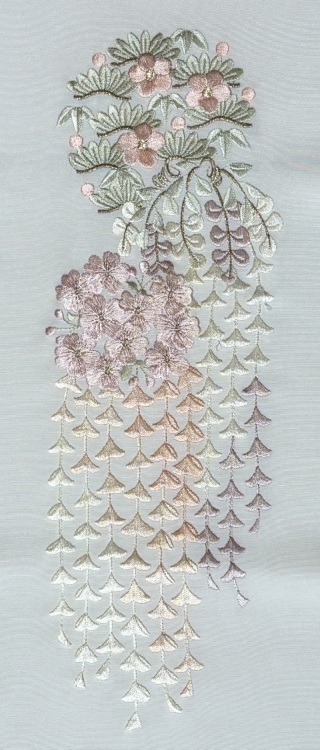 刺繡衿「藤　むらさき」