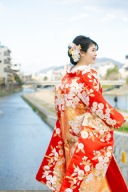 色打掛「流水長寿桜（赤）」華やかな流水と春を感じる桜