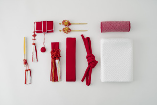 花嫁小物（五点セット赤・帯揚げ赤しぼり・帯白）
