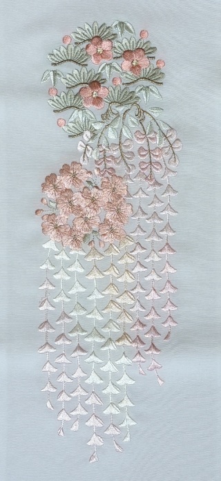 刺繡衿「藤　ピンク」