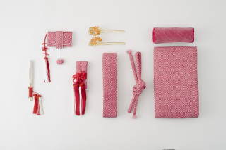 花嫁小物（五点セット赤しぼり・帯揚げ赤しぼり・帯赤）