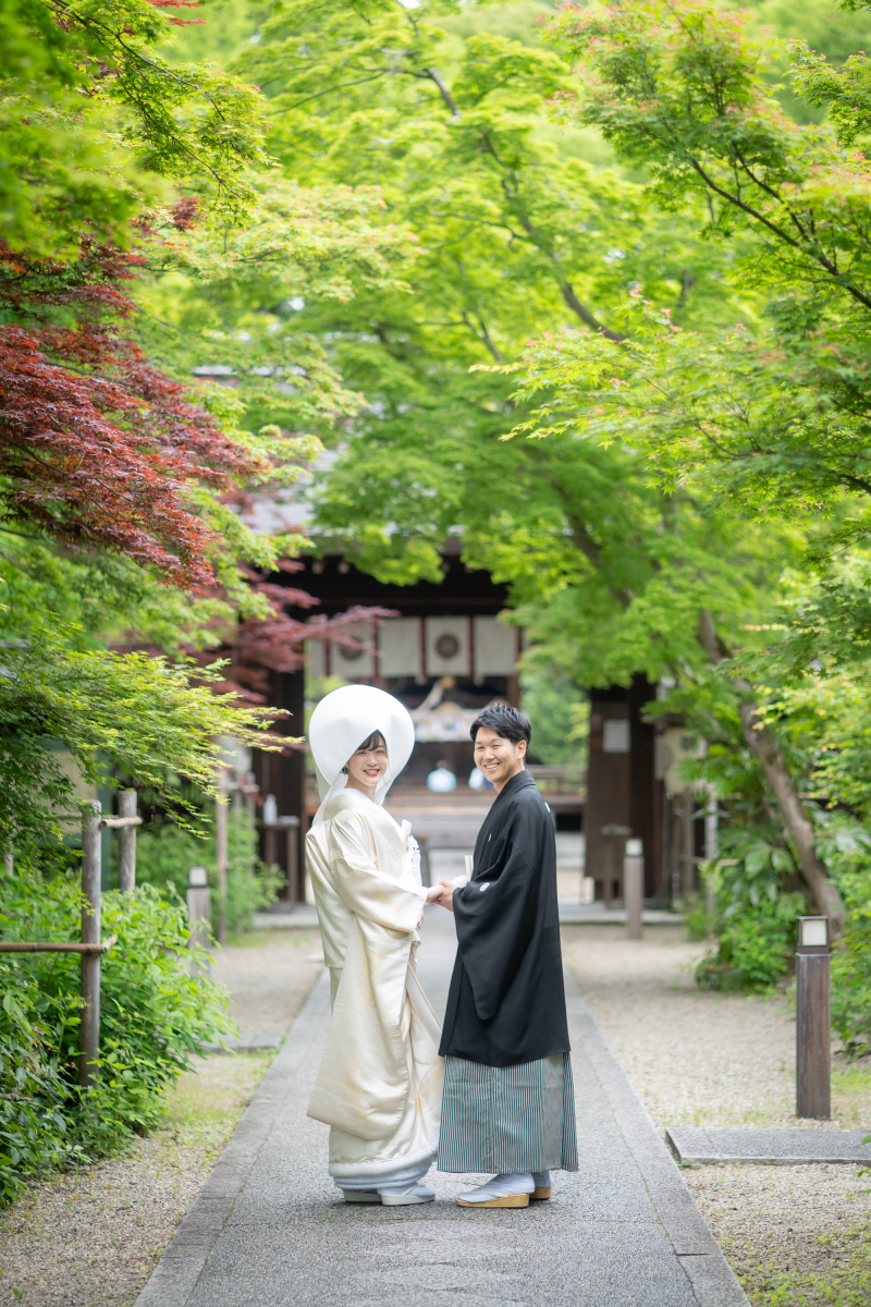 【梨木神社】二人挙式＆能舞台撮影　和装1点プラン（撮影60分・全データ付・衣装30着プラン内・事前試着orオンライン可）