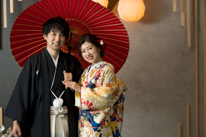 相合傘でにっこり^^