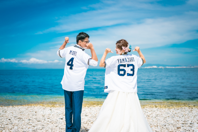 野球のユニフォームで！