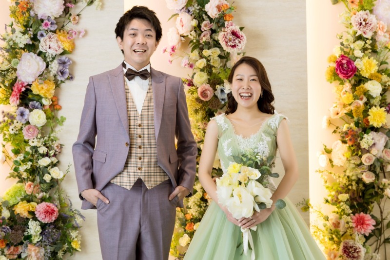 グリーンのドレスに着替えて