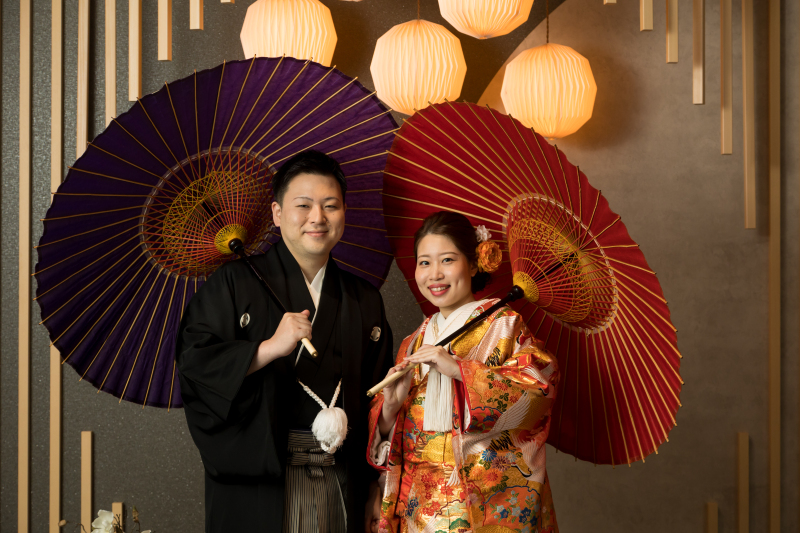 番傘で和装っぽく