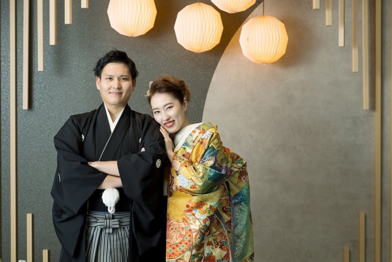 色打掛と黒紋服で