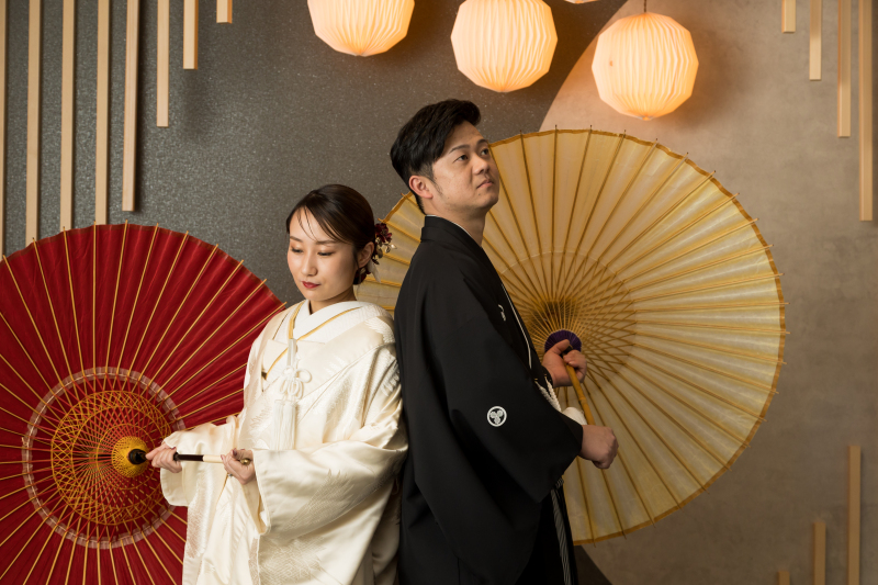 番傘を使ってしっとりと