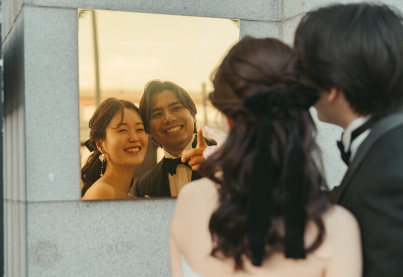 反射する笑顔♪